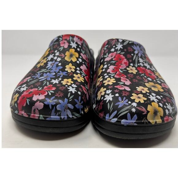 Totes Everywear Women's Bailey Molded Floral Clogs Red Blue Yellow Size 9 - Picture 3 of 6